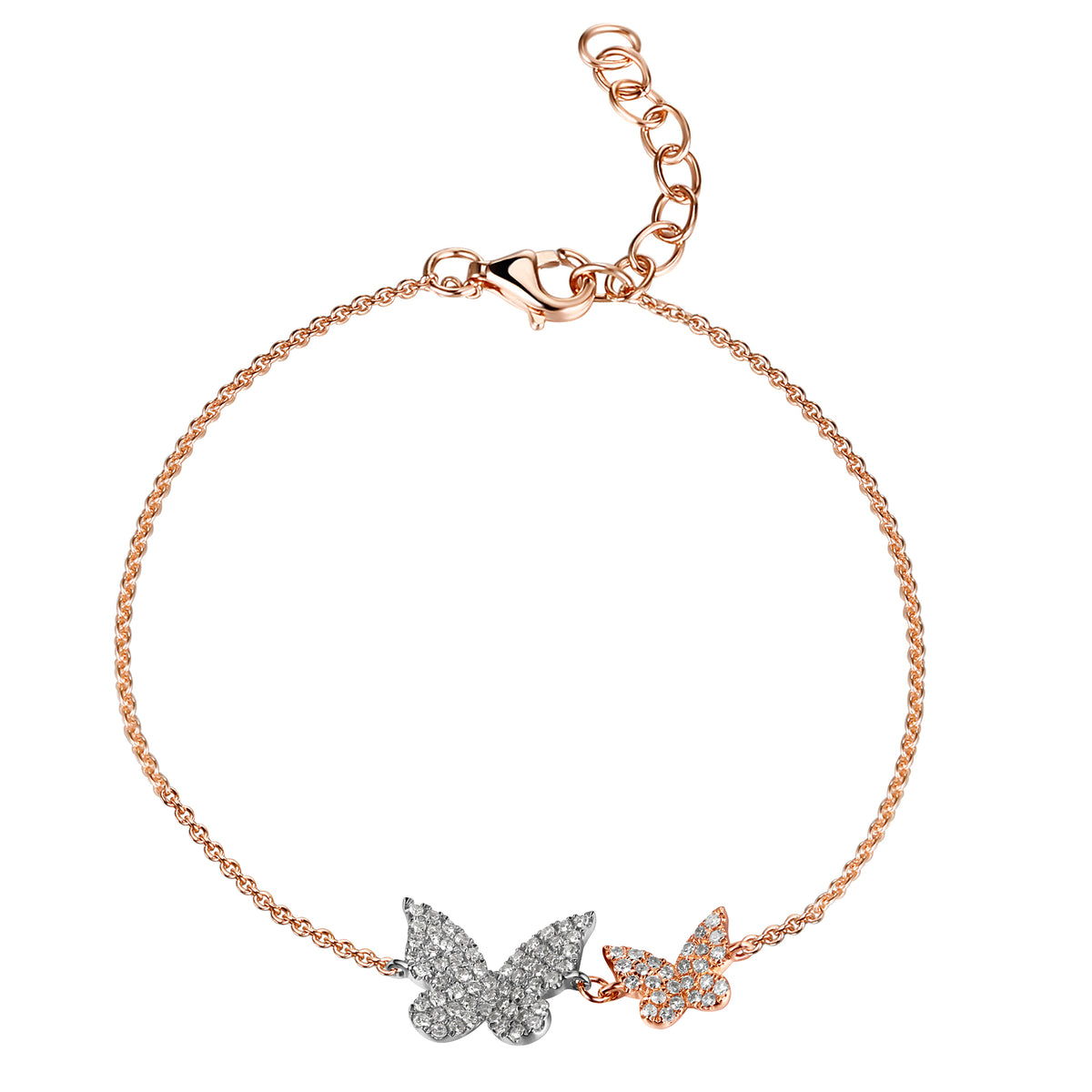 Shy Creation 14k Rose Gold .30ct Diamond Butterfly Bracelet SC55020621