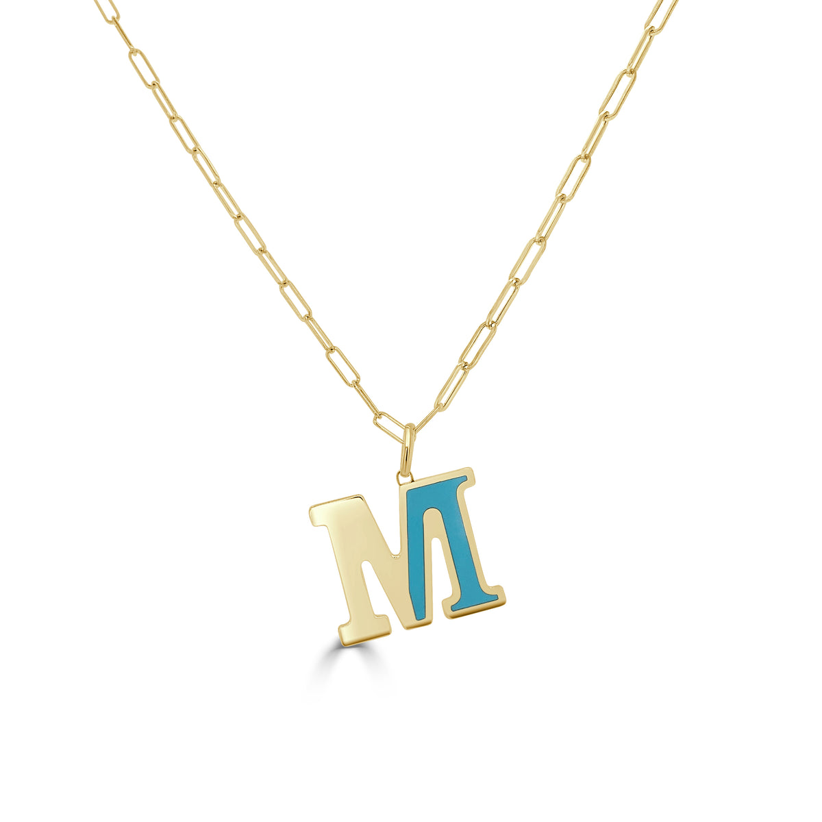 14k Gold & Turquoise Initial Necklace - Medium – Sabrina Design