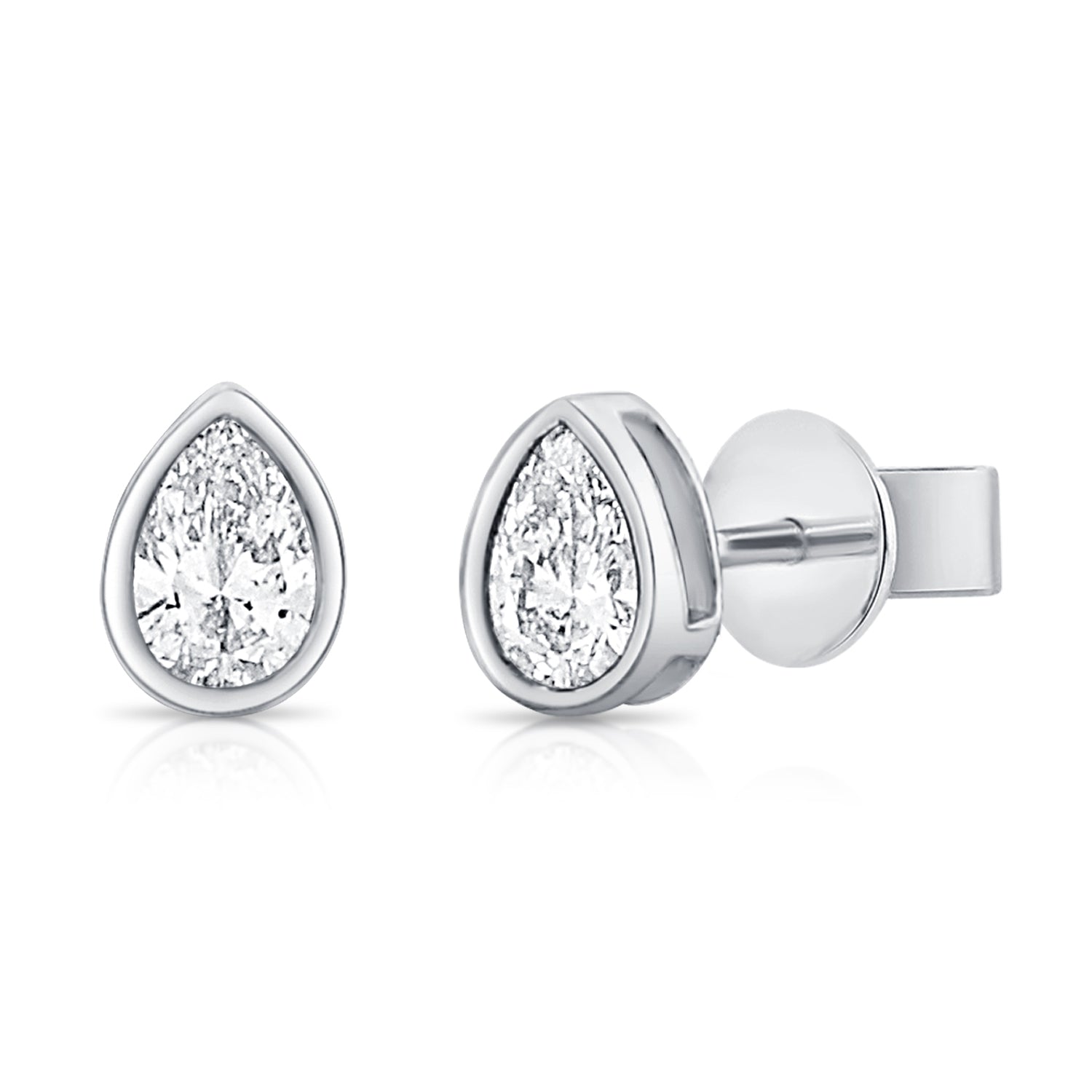 14K Gold & Pear-Shaped Diamond Stud Earrings - 0.30ct