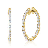 14K Gold & Emerald-Cut Diamond Hoops - 3.85ct