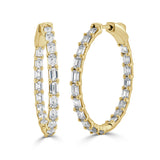 14K Gold & Emerald-Cut Diamond Hoops - 3.85ct