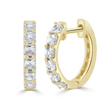 14k Gold & Asscher-Cut Diamond Huggies - 1.13ct