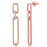 14k Gold & Diamond Link Dangle Earrings- 0.08 ct.