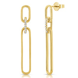 14k Gold & Diamond Link Dangle Earrings- 0.08 ct.