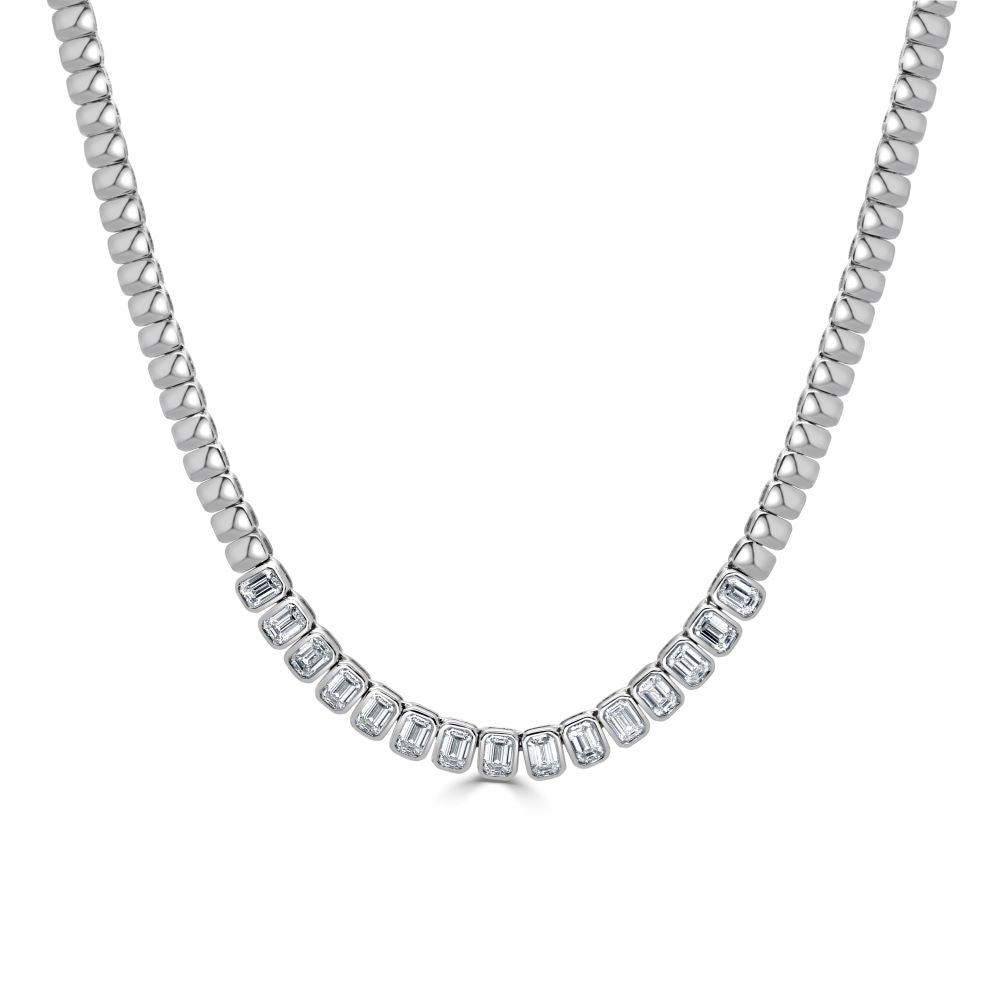 14K Gold & Emerald-Cut Diamond Bezel Set Necklace - 2.54ct