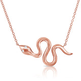 14K Gold & Diamond Snake Necklace - 0.02ct