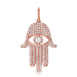 14K Gold & Diamond Hamsa Charm - 0.41 ct