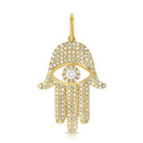 14K Gold & Diamond Hamsa Charm - 0.41 ct