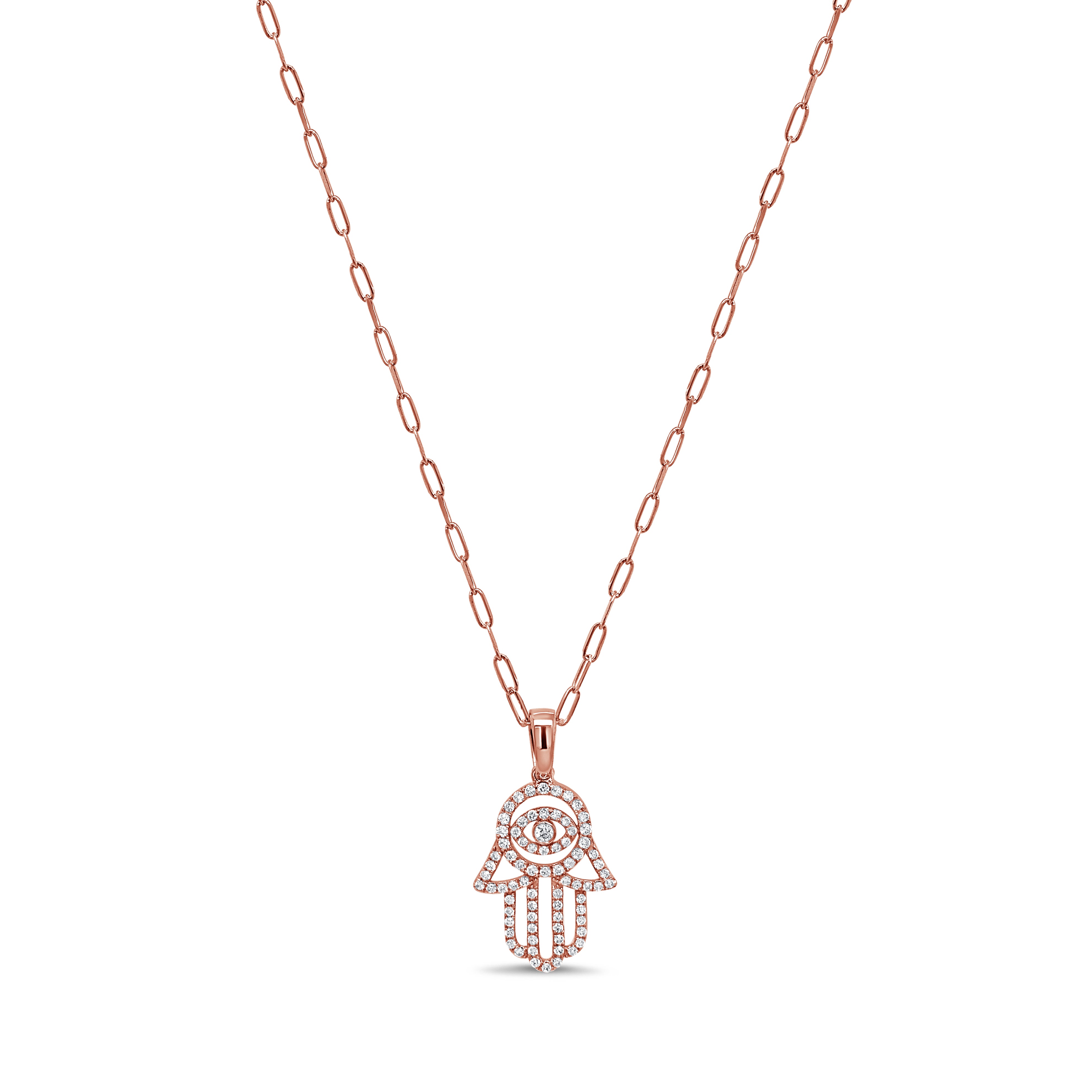 14K Gold & Diamond Hamsa Necklace - 0.33ct