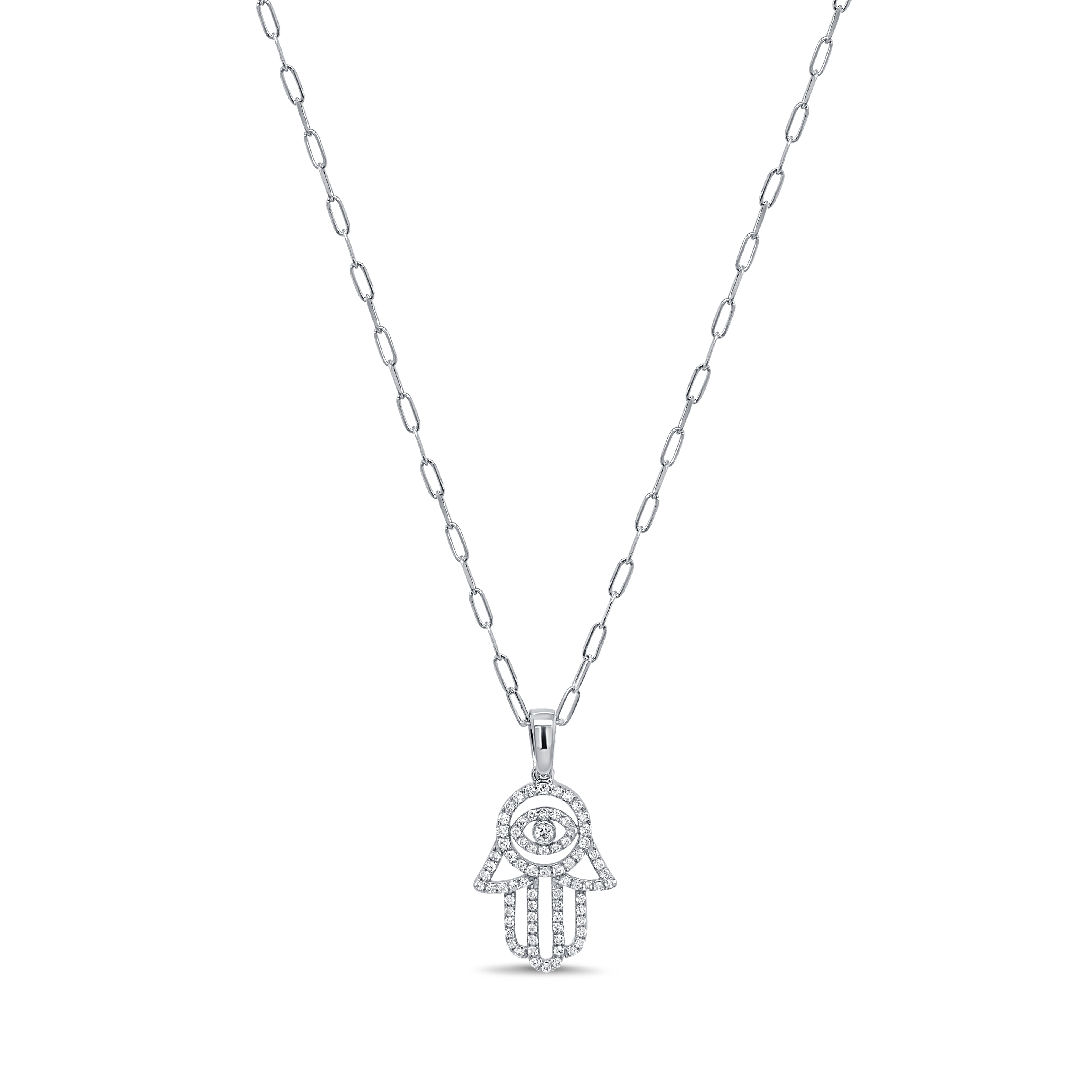 14K Gold & Diamond Hamsa Necklace - 0.33ct