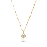 14K Gold & Diamond Hamsa Necklace - 0.33ct