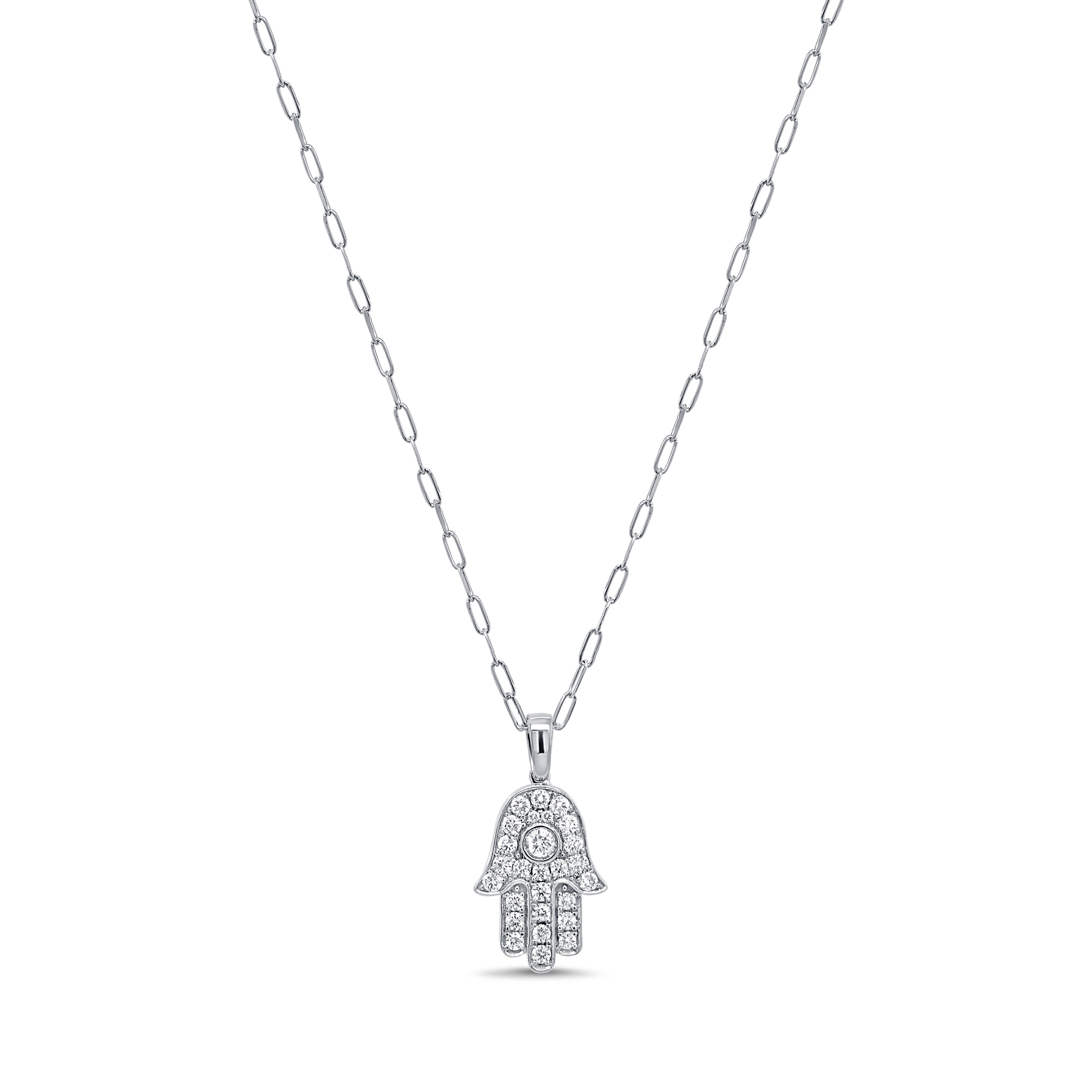 14K Gold & Diamond Hamsa Necklace - 0.63ct