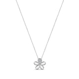 14K Gold & Diamond Flower Necklace - 0.13ct