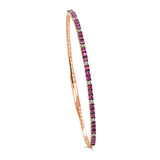 14K Gold Diamond & Ruby Alternating Flexible Bangle