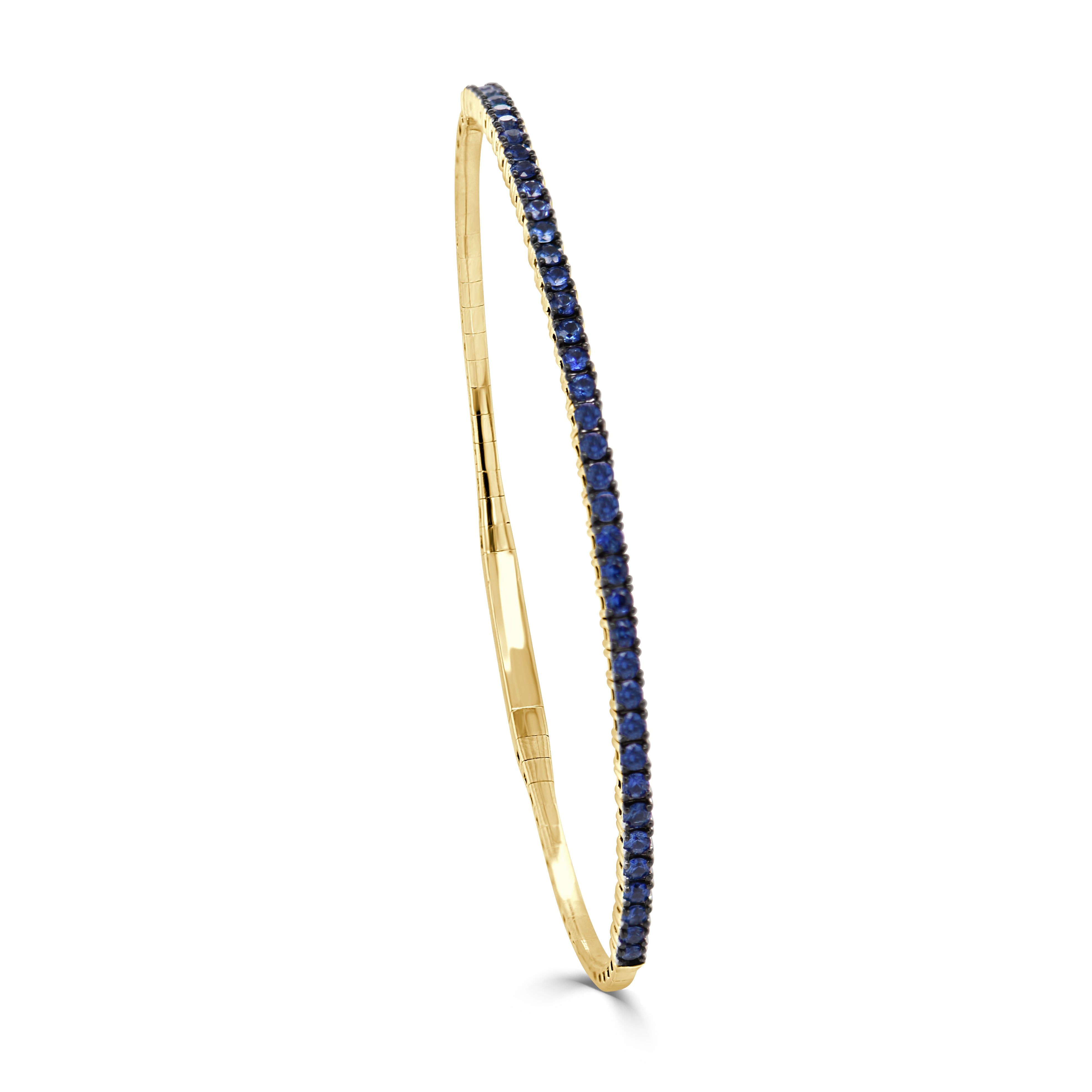 14K Gold & Blue Sapphire Flexible Bangle - 1.23ct