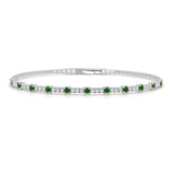 14K Gold Emerald & Diamond Flexible Bangle - 0.48ct