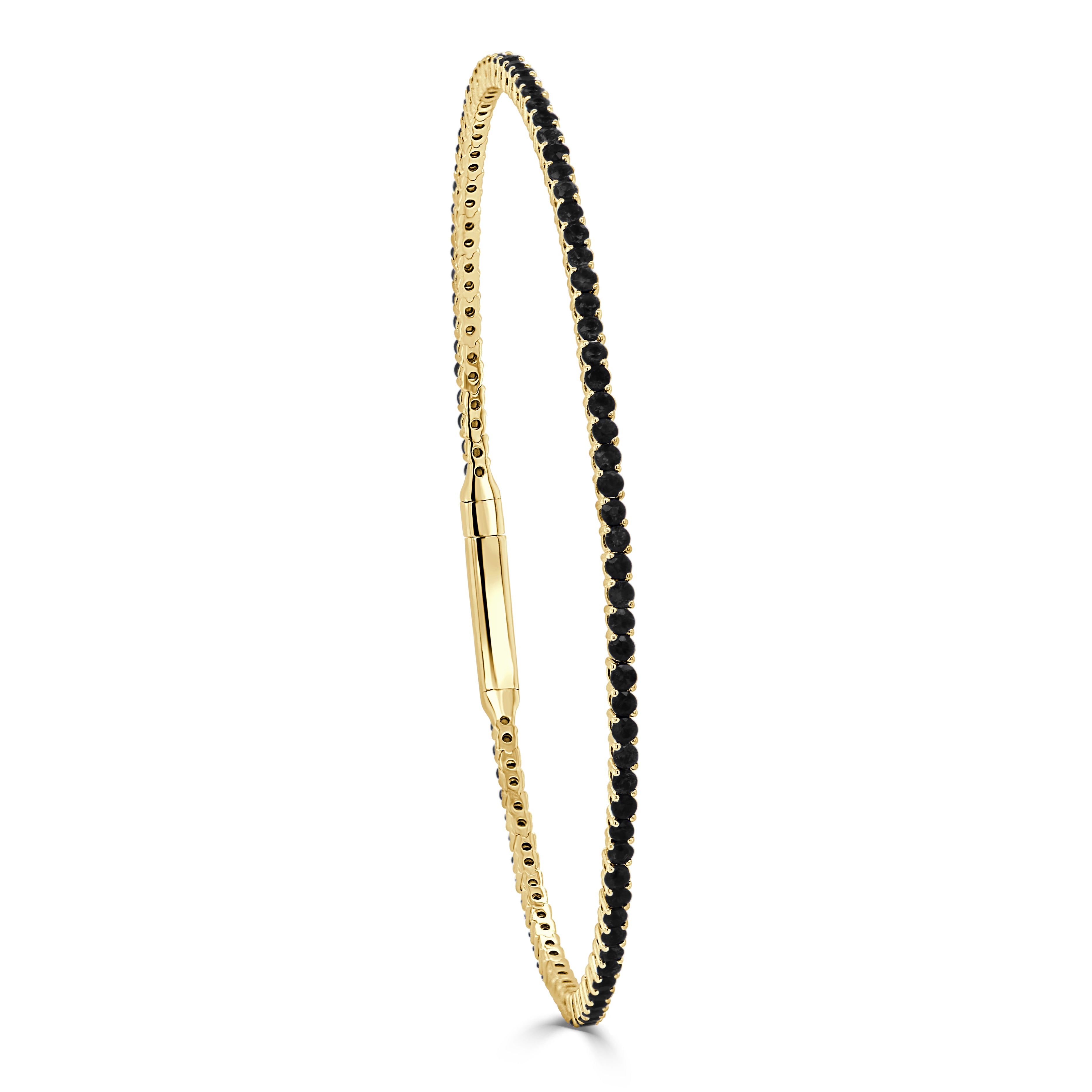 14K Gold & Black Diamond Eternity Flexible Bangle - 1.41ct