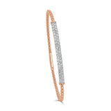 14k Gold & Diamond Beaded Bar Flexible Bangle - 0.90ct