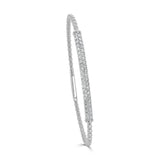 14k Gold & Diamond Beaded Bar Flexible Bangle - 0.90ct