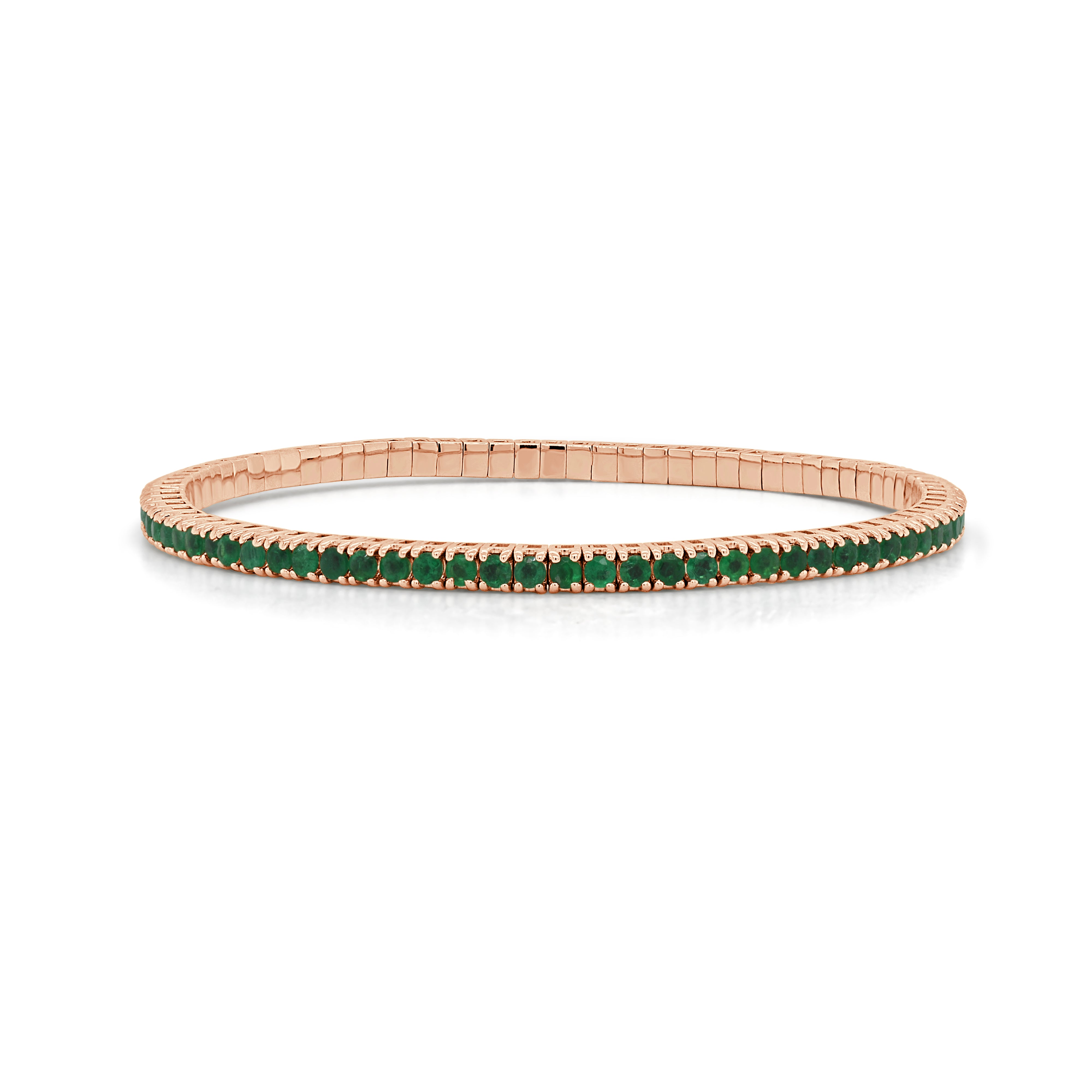 14K Gold & Emerald Eternity Stretch Bracelet - 3.33ct