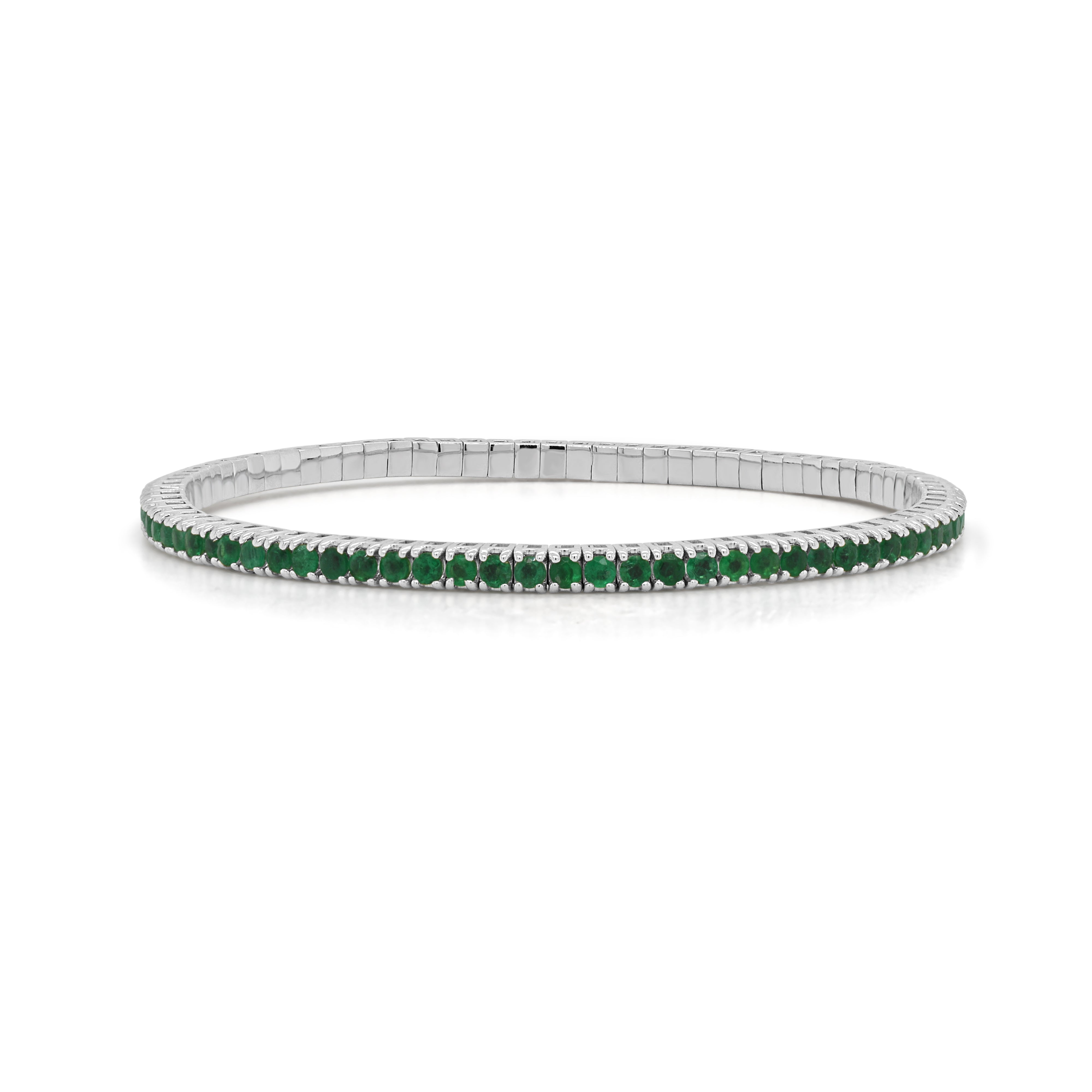 14K Gold & Emerald Eternity Stretch Bracelet - 3.33ct