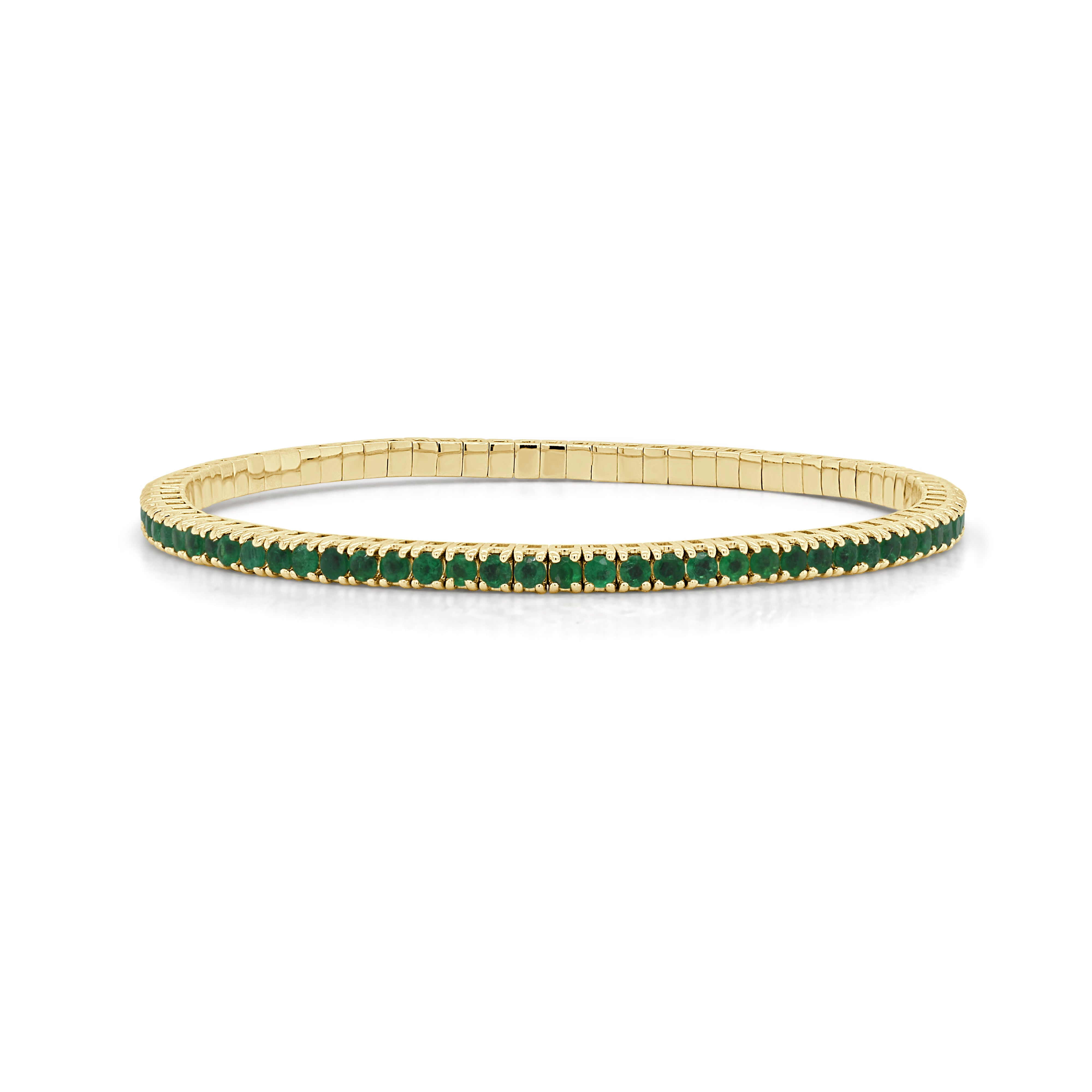 14K Gold & Emerald Eternity Stretch Bracelet - 3.33ct