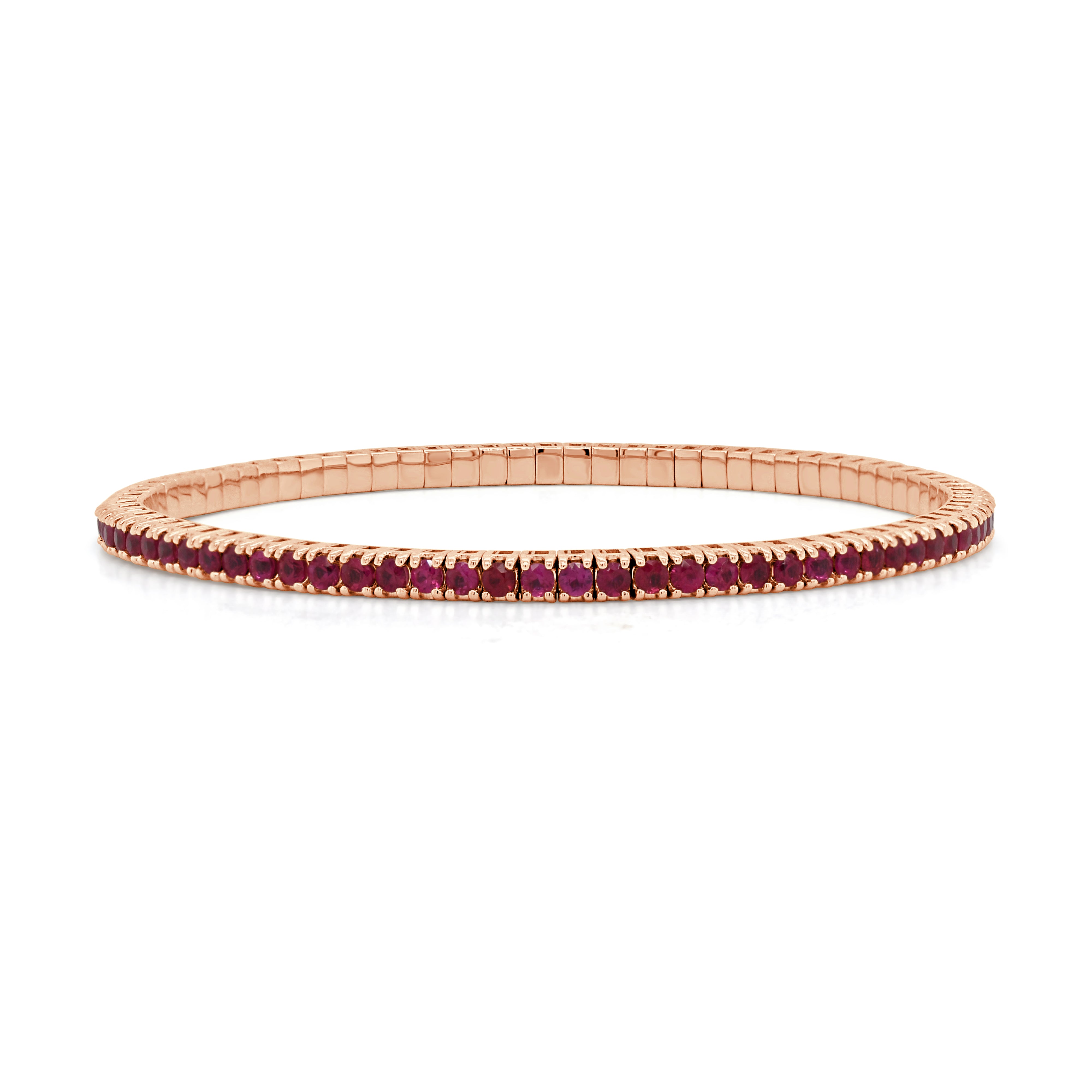 14K Gold & Ruby Eternity Stretch Bracelet - 3.87ct