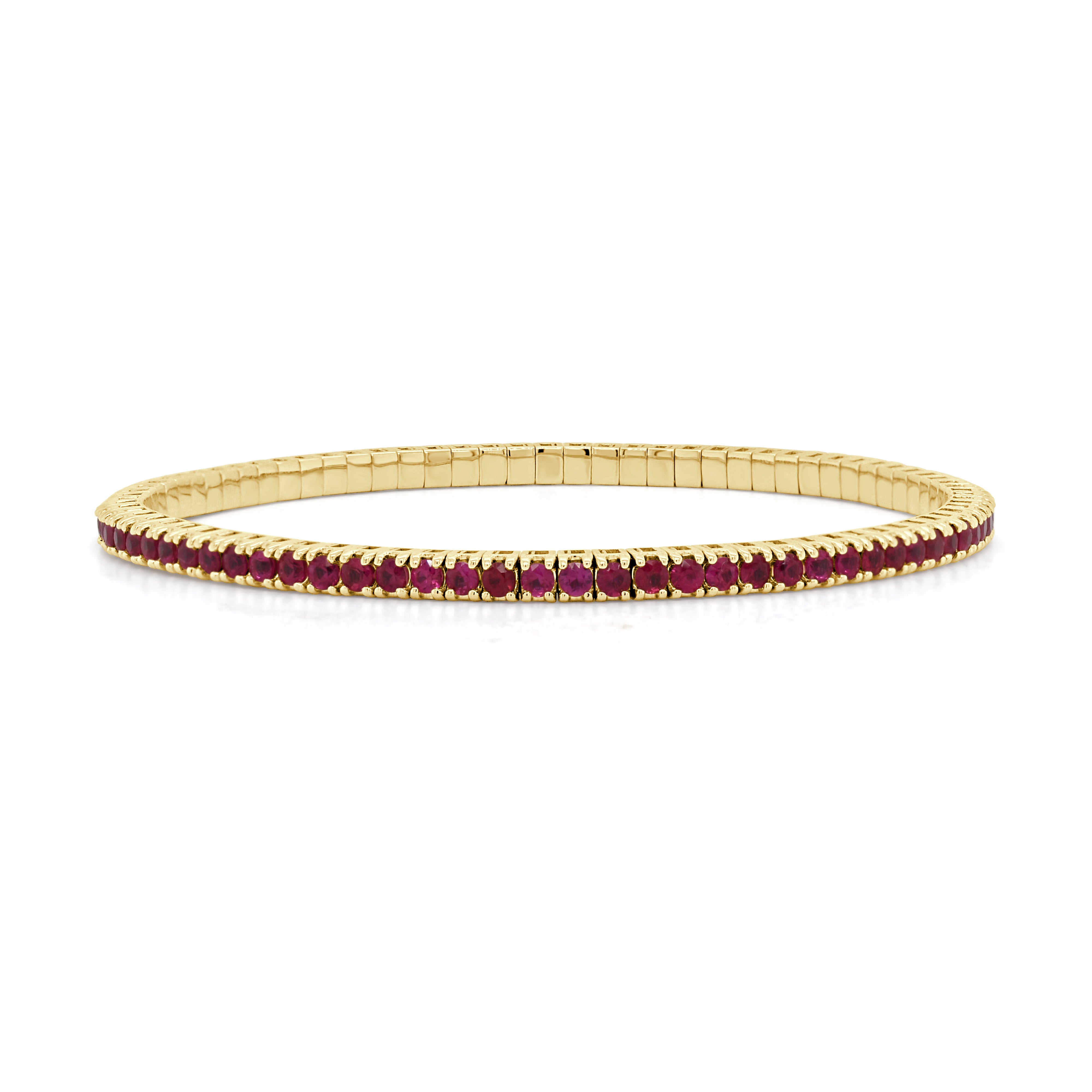 14K Gold & Ruby Eternity Stretch Bracelet - 3.87ct