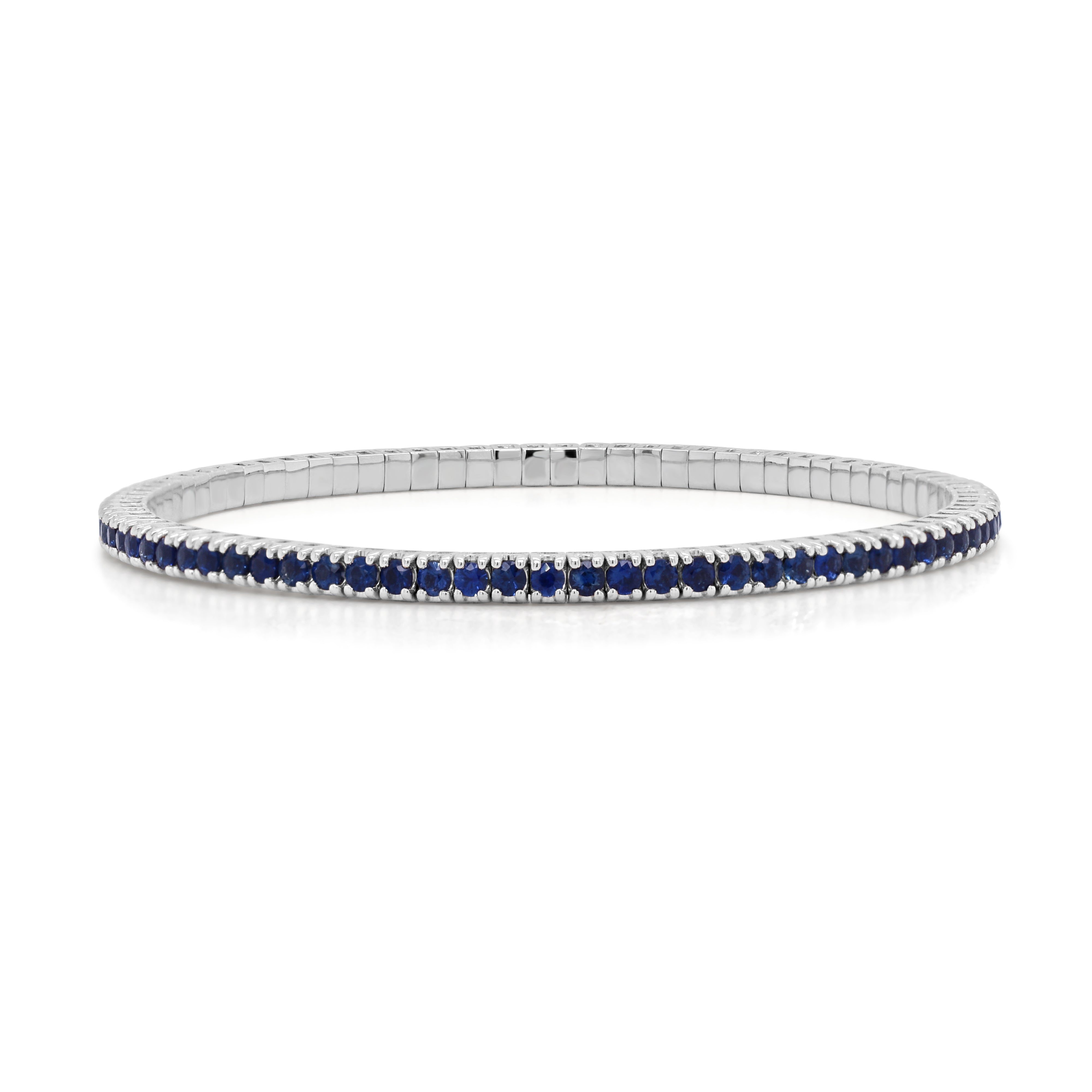 14K Gold & Sapphire Eternity Stretch Bracelet - 3.92ct