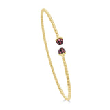 14K Gold Flexible Beaded Pink Sapphire Bangle - 0.28ct