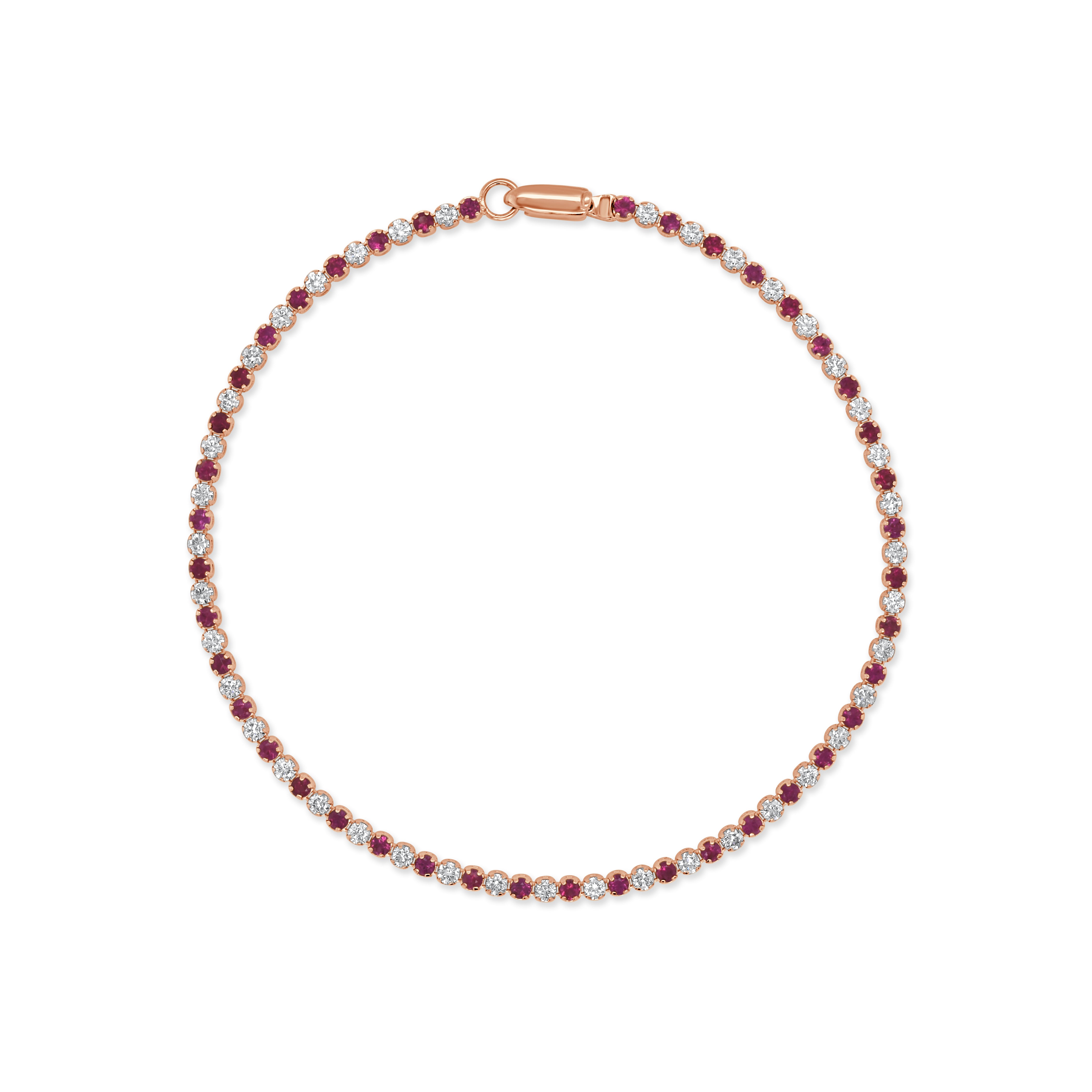 14K Gold Ruby & Diamond Alternating Tennis Bracelet