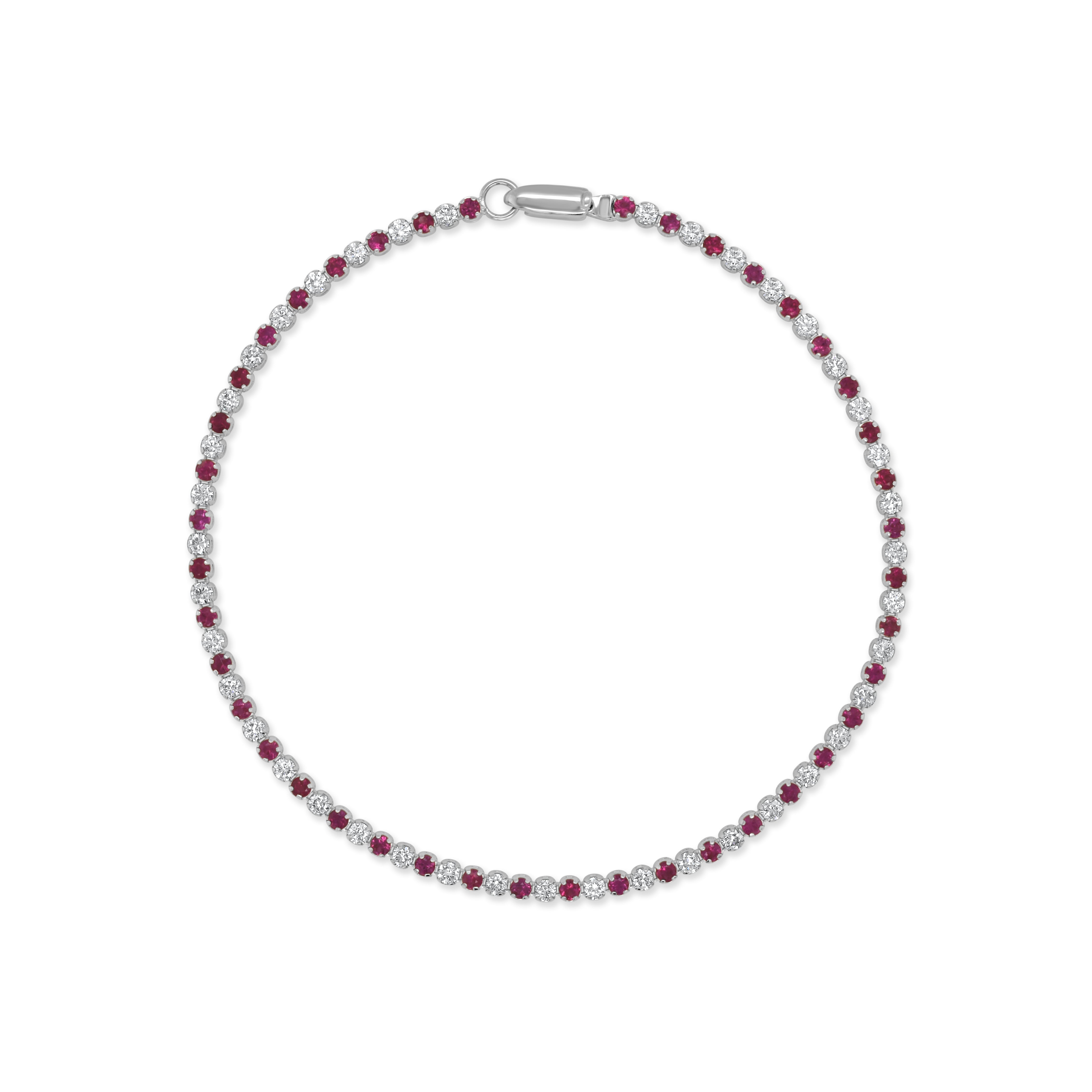 14K Gold Ruby & Diamond Alternating Tennis Bracelet