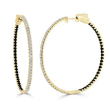 14K Gold Half Diamond Half Black Diamond Hoop Earrings - 2.39ct