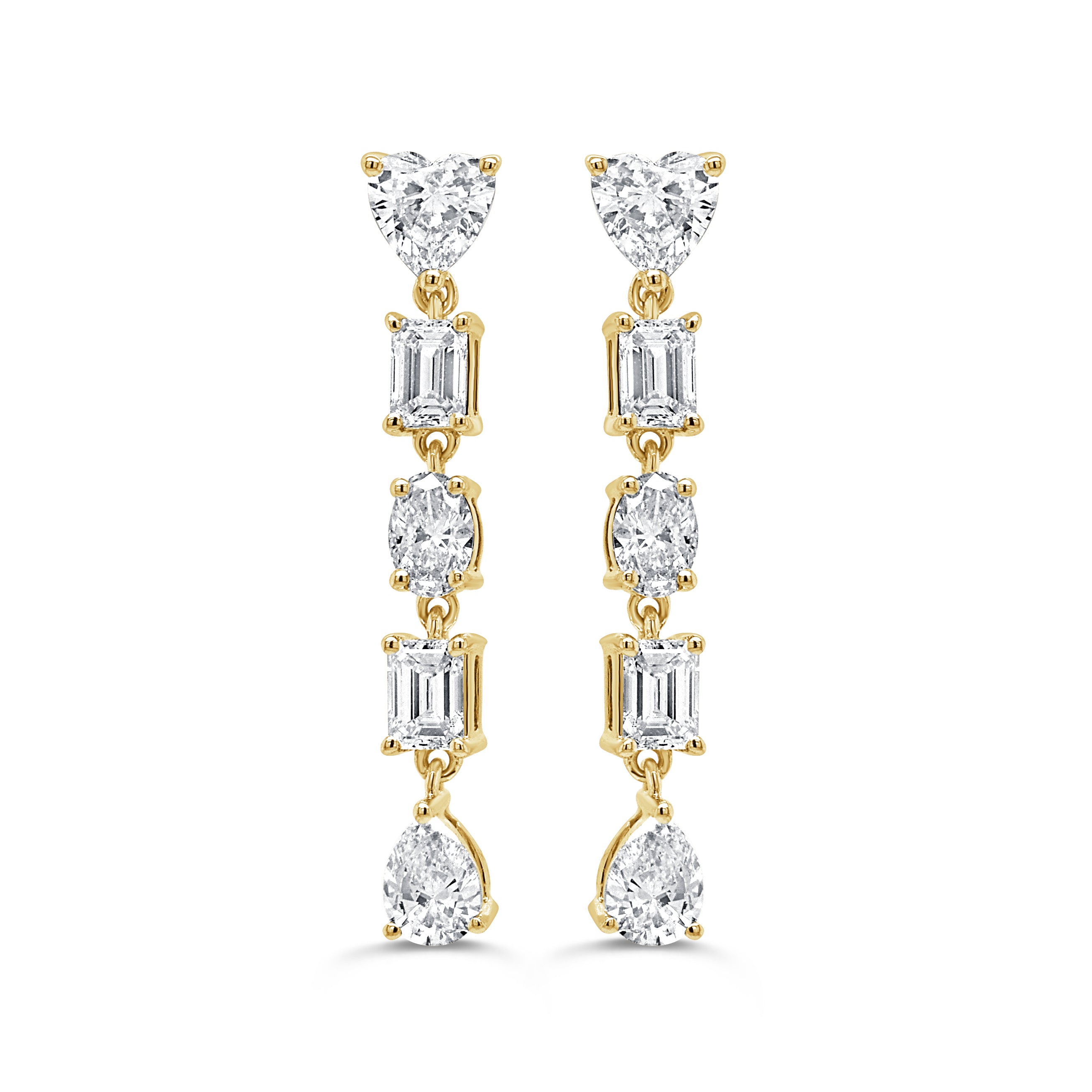 14K Gold Dangle Fancy Shape Diamond Earrings - 1.82ct