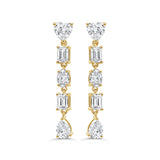 14K Gold Dangle Fancy Shape Diamond Earrings - 1.82ct