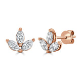 14K Gold & Marquise Diamond Flower Stud Earrings - 0.82ct