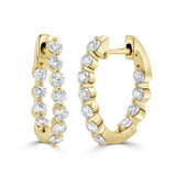 14k Gold & Diamond 2-Prong Hoop Earrings - 1.44ct