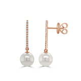 14k Gold Pearl & Diamond Earrings