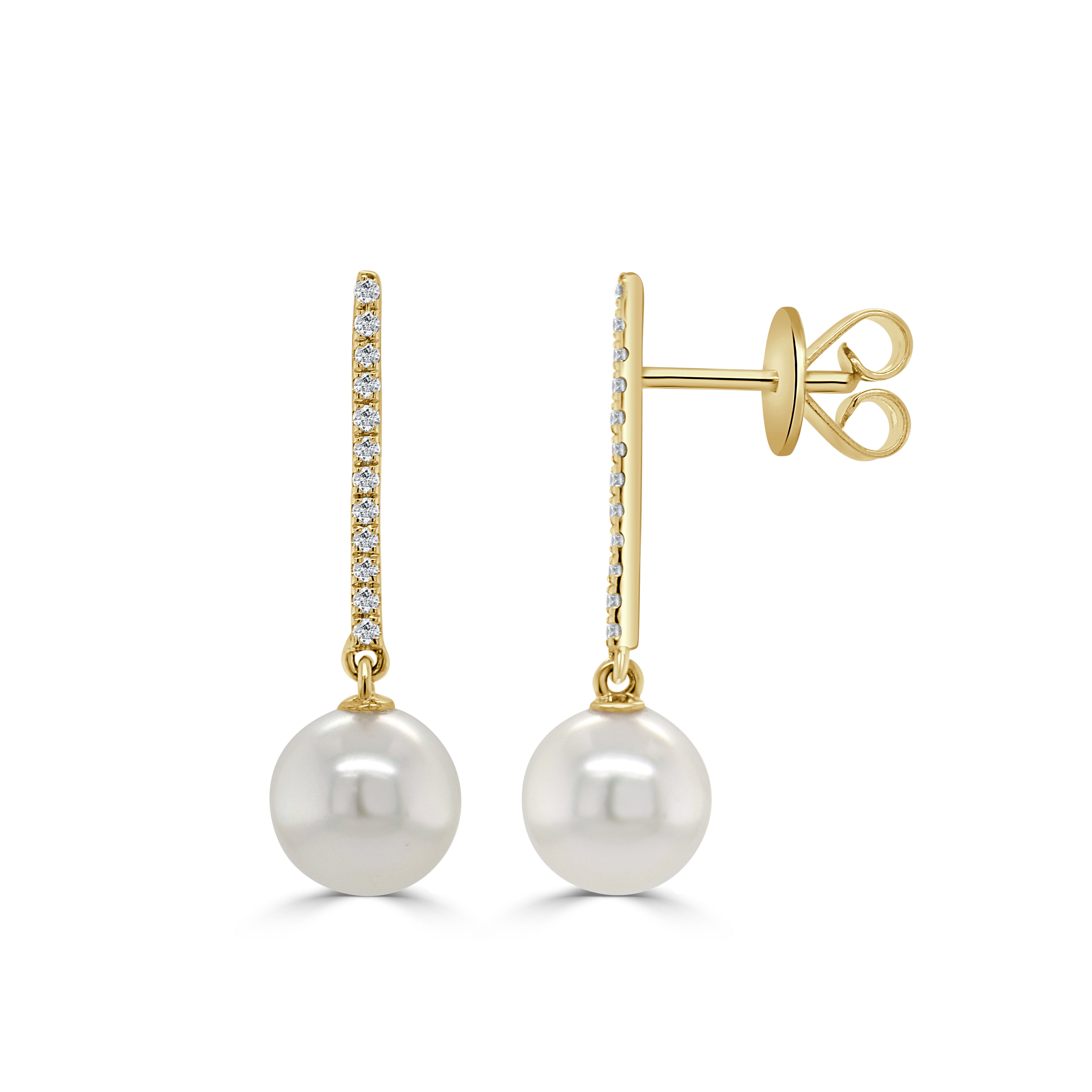 14k Gold Pearl & Diamond Earrings