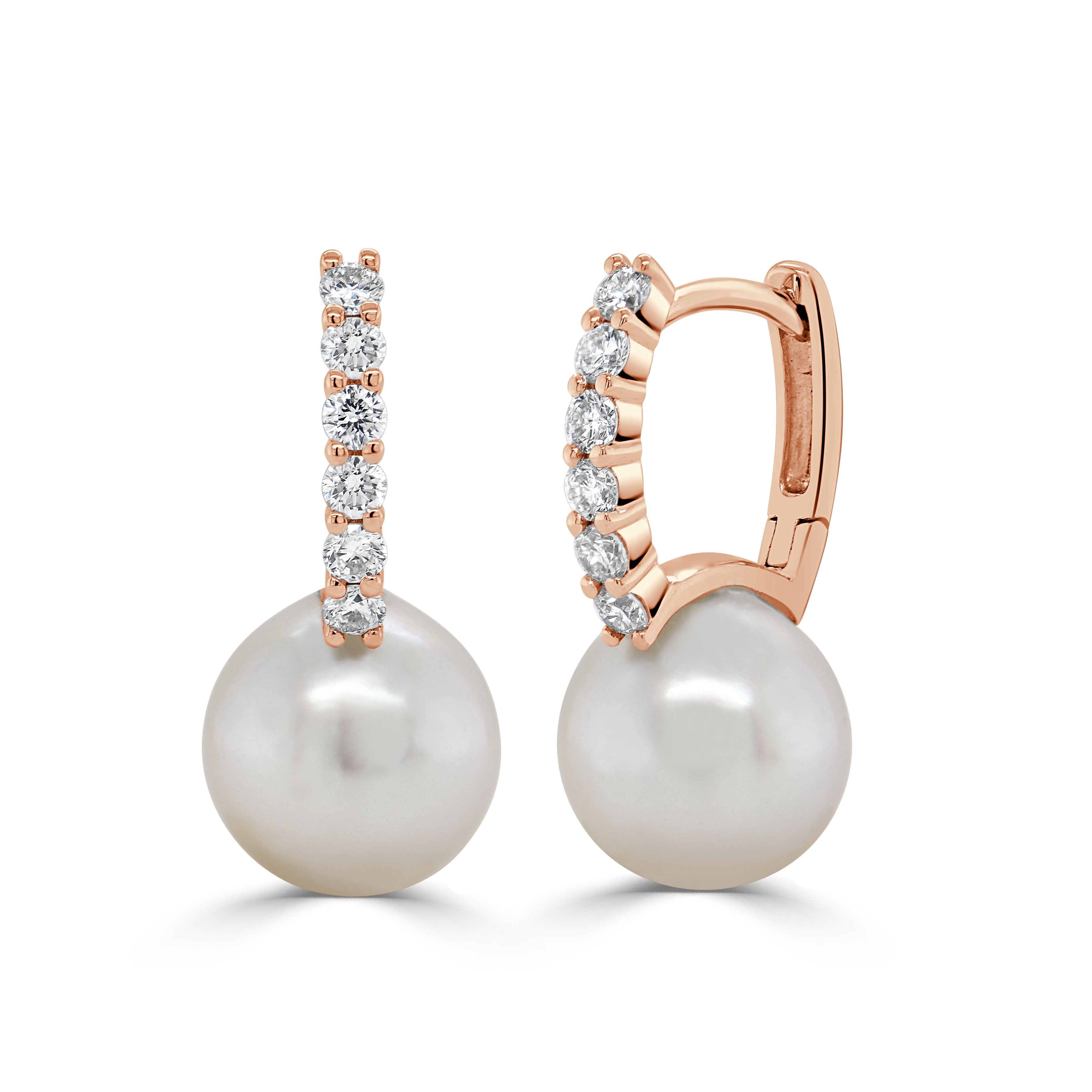 14k Gold Diamond & Pearl Earrings