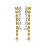 14K Gold Yellow Diamond & Fancy Shape White Diamond Drop Earrings - 1.65ct