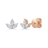 14K Gold & Marquise Diamond Flower Stud - 0.45ct