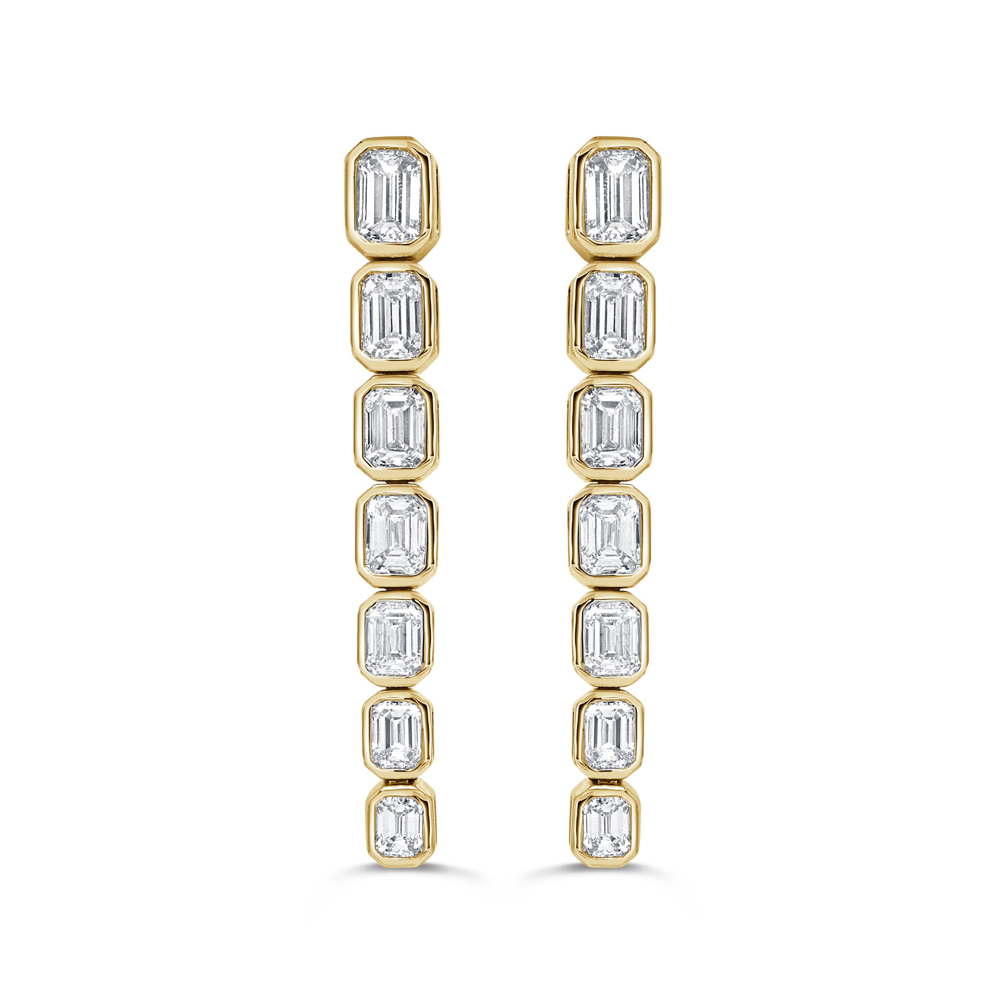 14K Gold & Emerald-Cut Diamond Dangle Earrings - 2.86ct