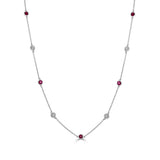 14k Gold Diamond & Gemstone Station Necklace - 0.50ct