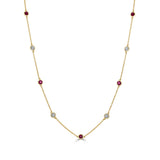 14k Gold Diamond & Gemstone Station Necklace - 0.50ct