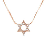 14K Gold & Diamond Star of David Necklace - 0.10ct