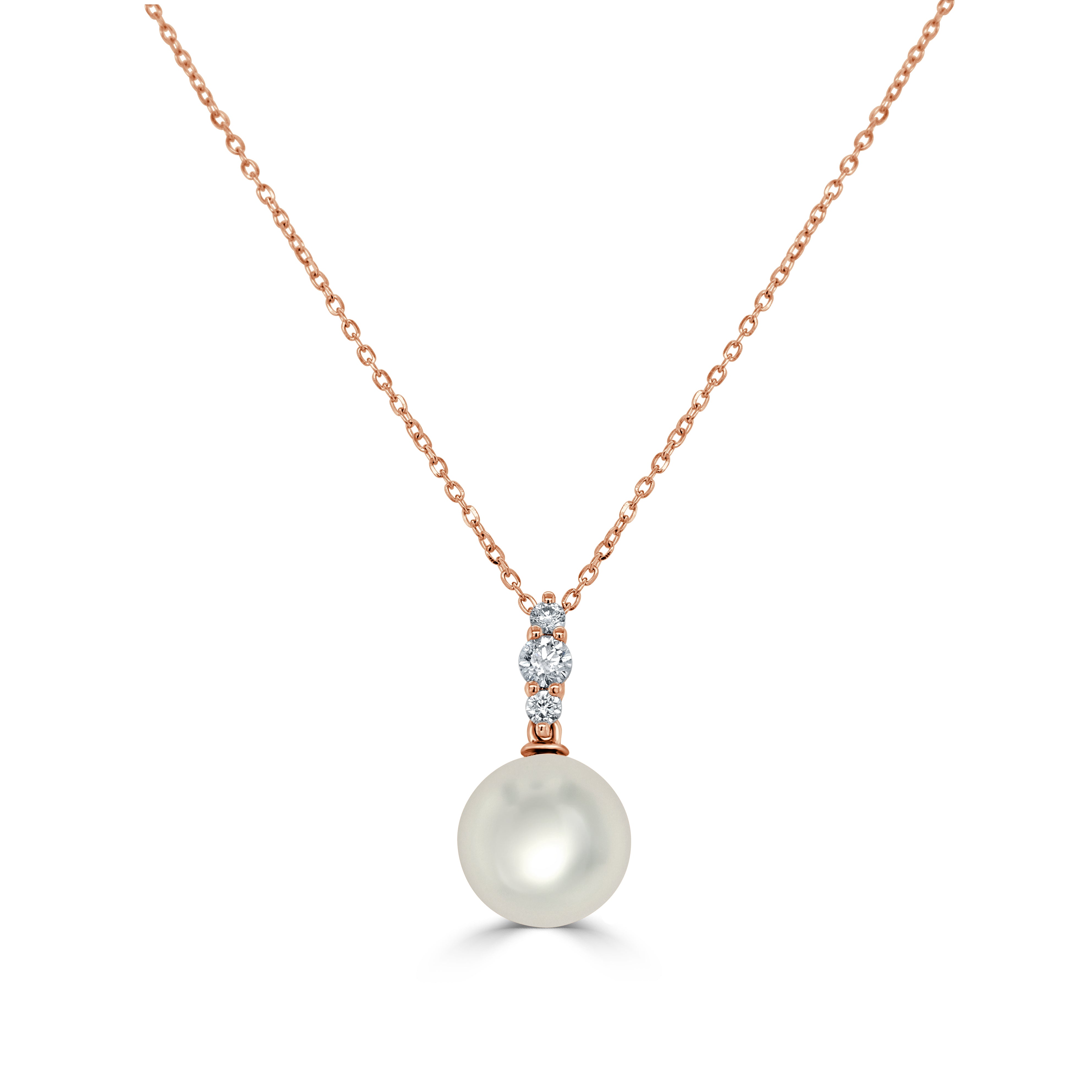 14k Gold Diamond & Pearl Drop Necklace