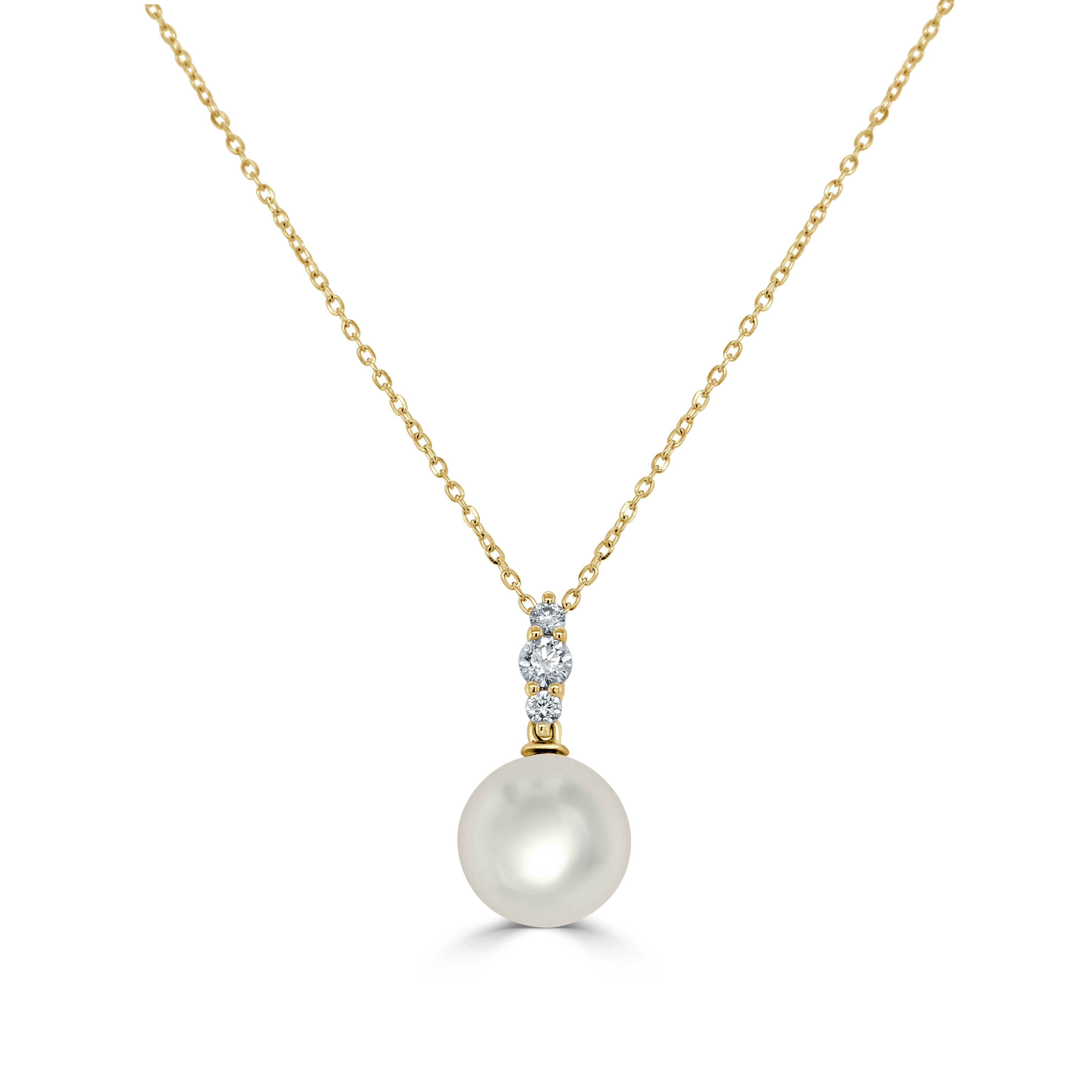 14k Gold Diamond & Pearl Drop Necklace