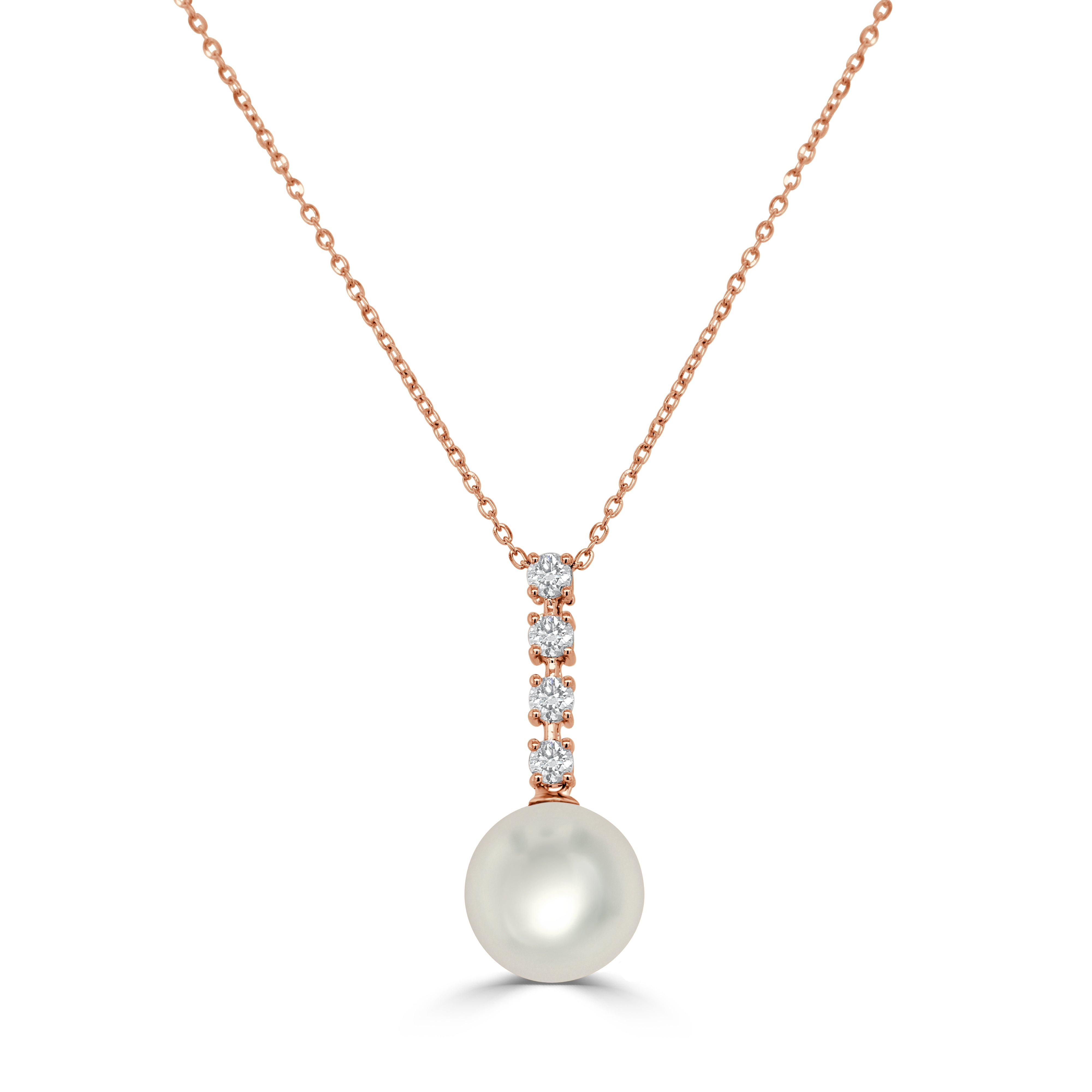 14k Gold Diamond & Pearl Drop Necklace