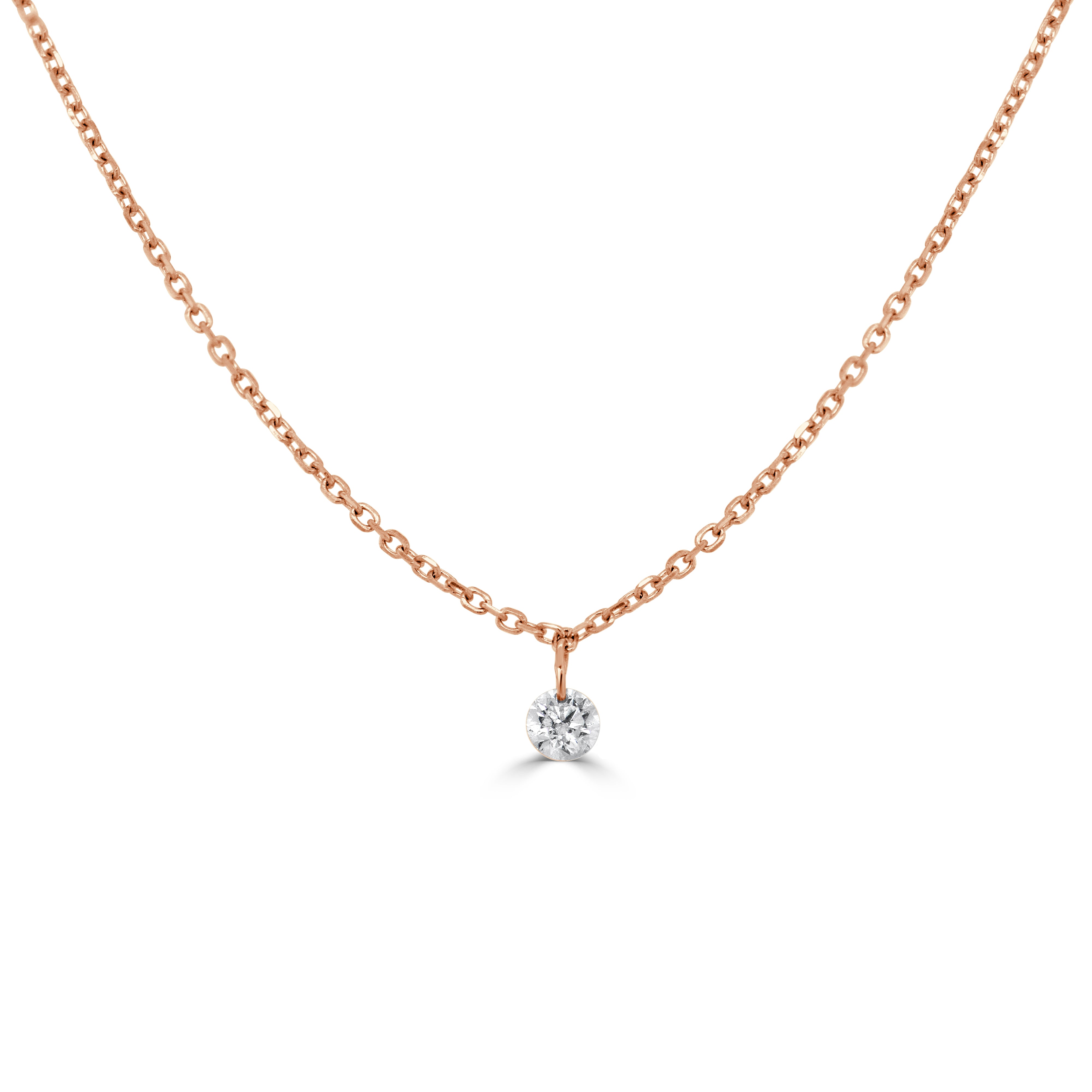 14K Gold Diamond Pendant Necklace - 0.09ct